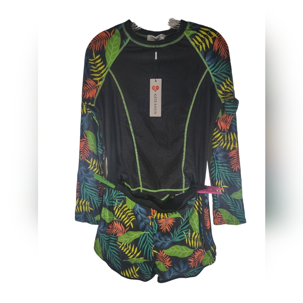 Kate kasin 2 piece bathing suit floral pattern size XL